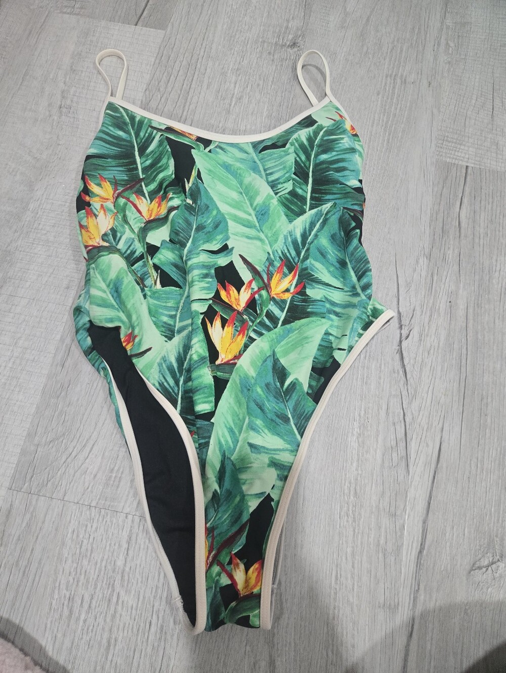 Tropical Leaf One-Piece Swimsuit with Bird of Paradise Print